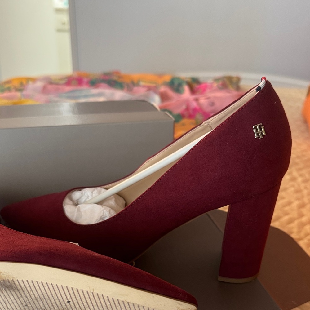 Tommy Hilfiger Women's Deep Red Block Heels
